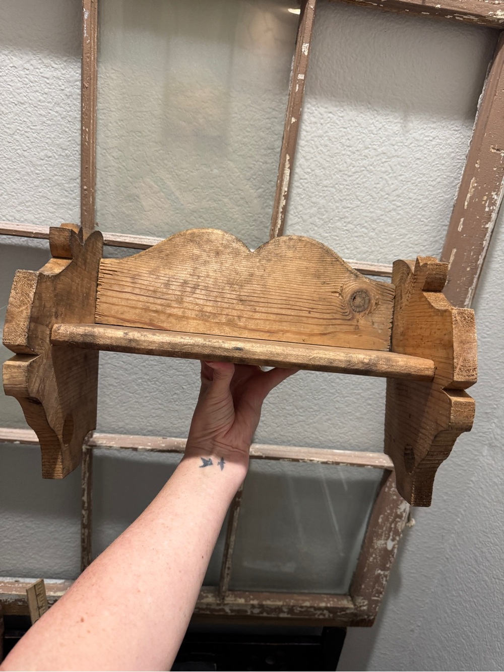 Vintage pig Natural Wood Wall Shelf - Rustic Home Wall Decor